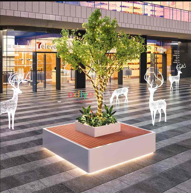 不銹鋼異形樹池坐凳防腐木景觀藝術花壇座椅 不銹鋼異形樹池坐凳防腐木景觀藝術花壇座椅